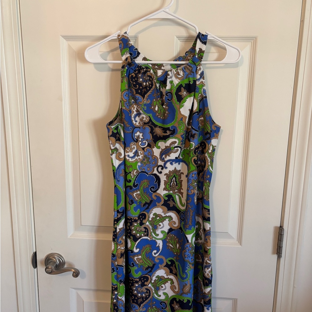 Jude Connally Blue and Green Paisley Maxi Dress